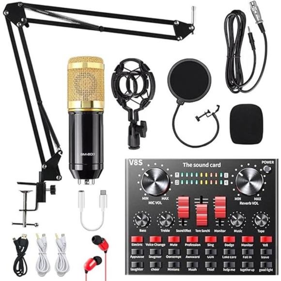 Podcast Equipment Bundle, BM800 Condenser Microphone Bundle with Live Sound Card - Picture 7 of 7
